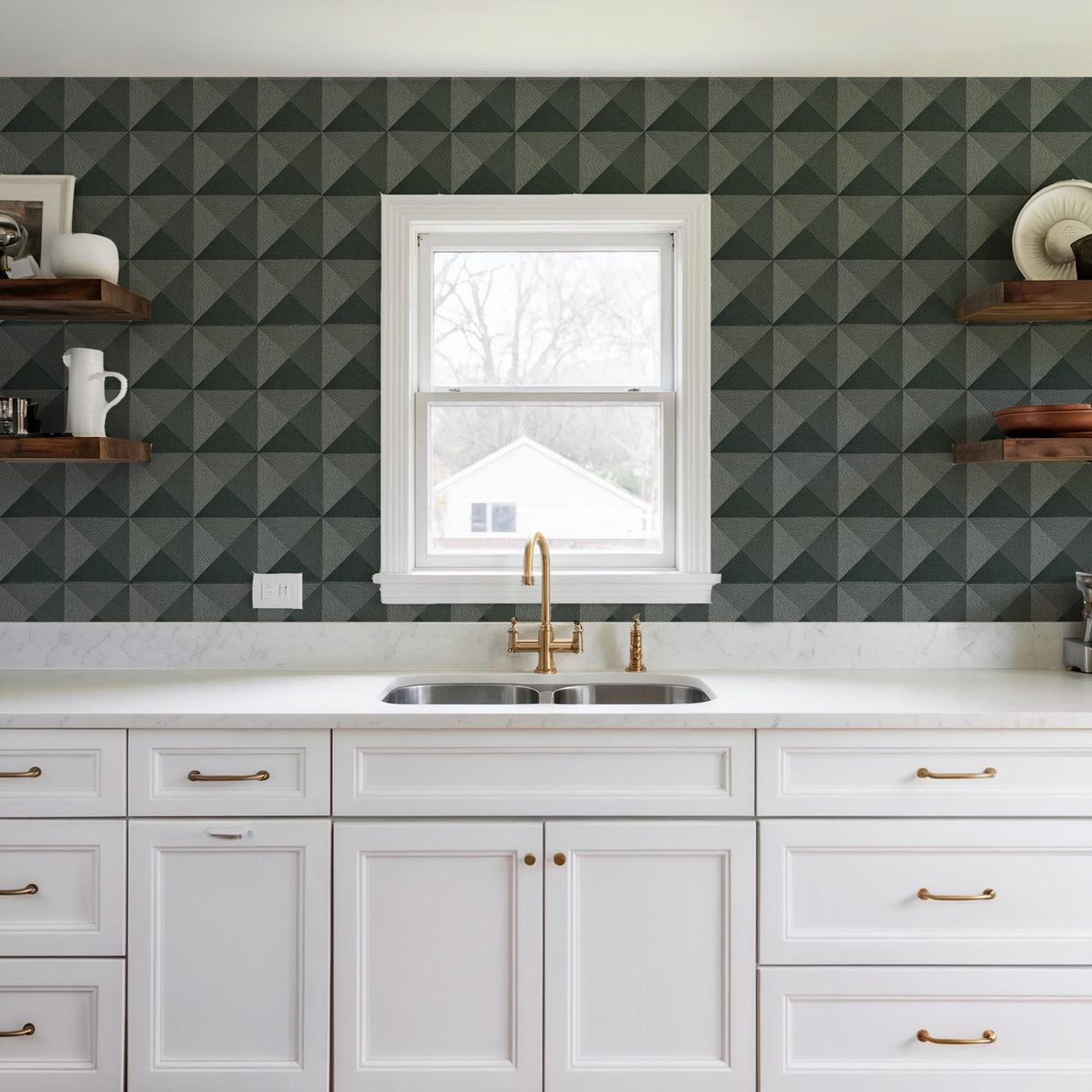 Veer Decor Woven Prism Green Wallpaper