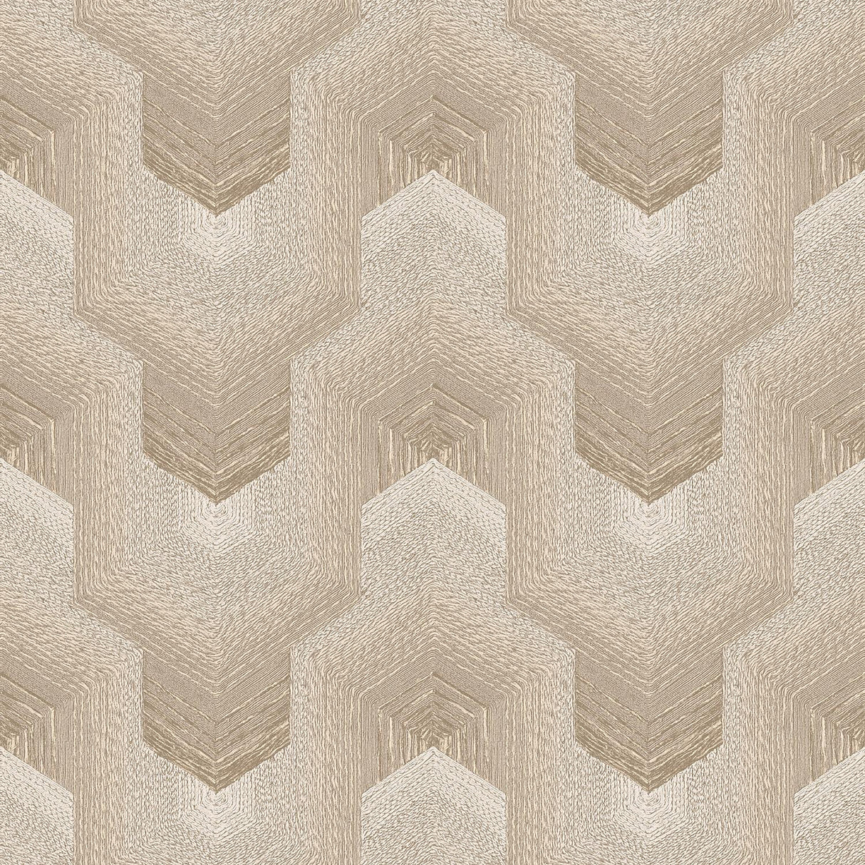 Veer Decor Embroidered Polygonal Dream Beige Wallpaper