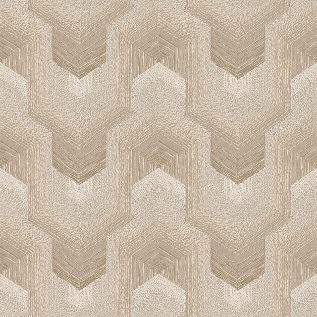 Veer Decor Embroidered Polygonal Dream Beige Wallpaper