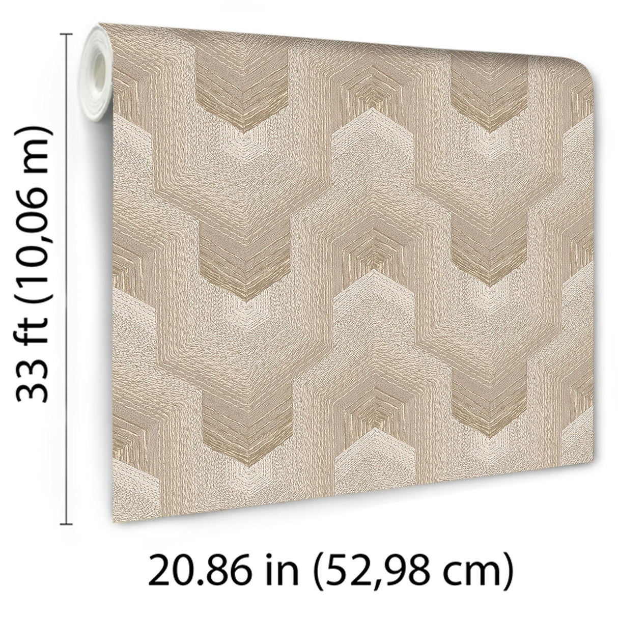 Veer Decor Embroidered Polygonal Dream Beige Wallpaper