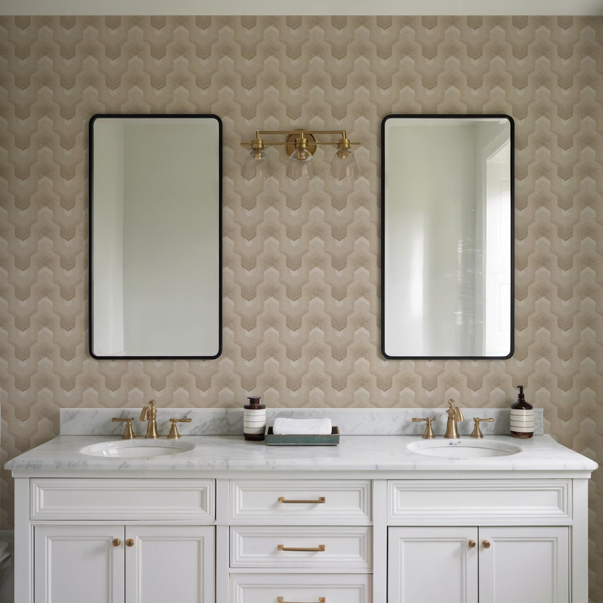 Veer Decor Embroidered Polygonal Dream Beige Wallpaper