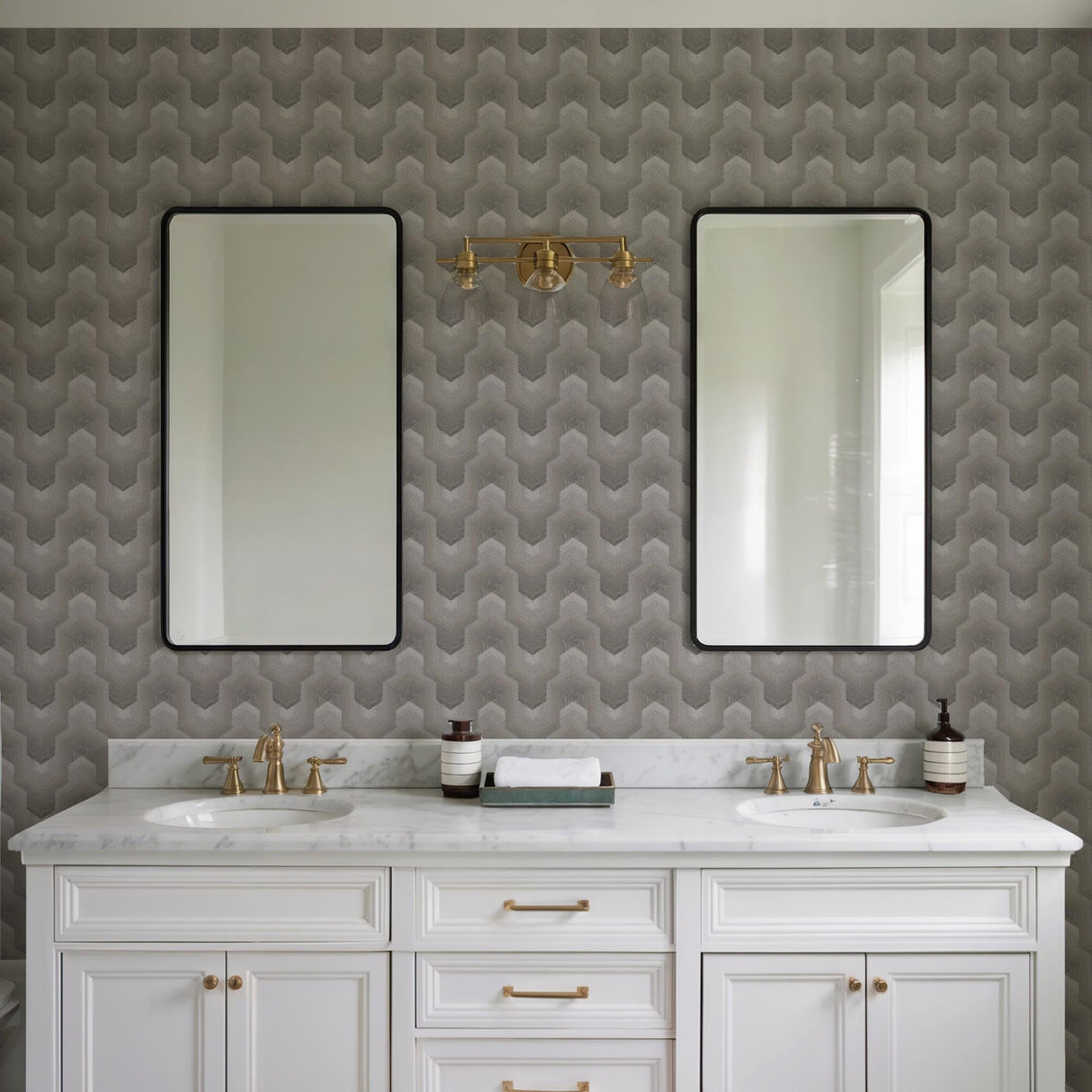 Veer Decor Embroidered Polygonal Dream Brown Wallpaper
