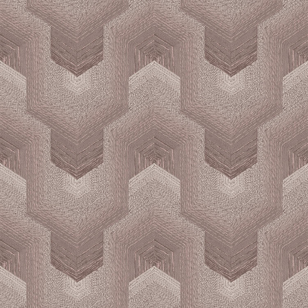 Veer Decor Embroidered Polygonal Dream Taupe Wallpaper