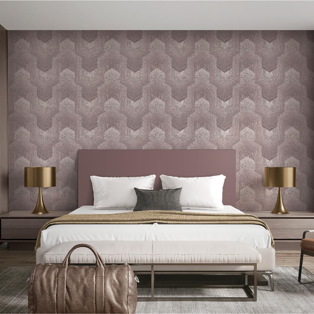 Veer Decor Embroidered Polygonal Dream Taupe Wallpaper