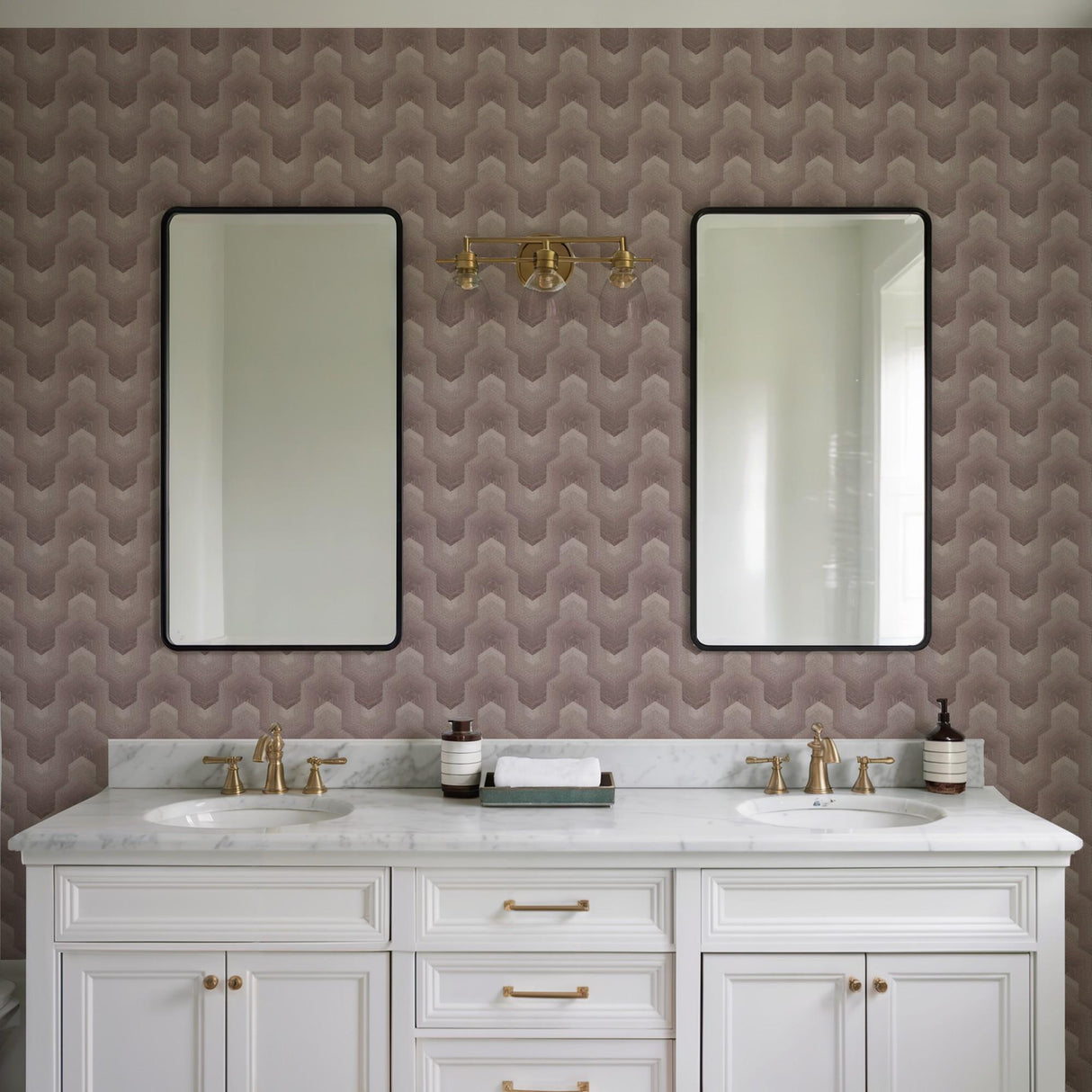 Veer Decor Embroidered Polygonal Dream Taupe Wallpaper