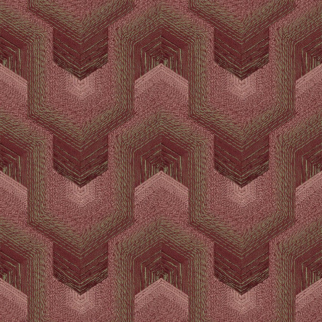 Veer Decor Embroidered Polygonal Dream Red Wallpaper