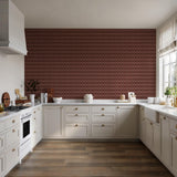 Veer Decor Embroidered Polygonal Dream Red Wallpaper