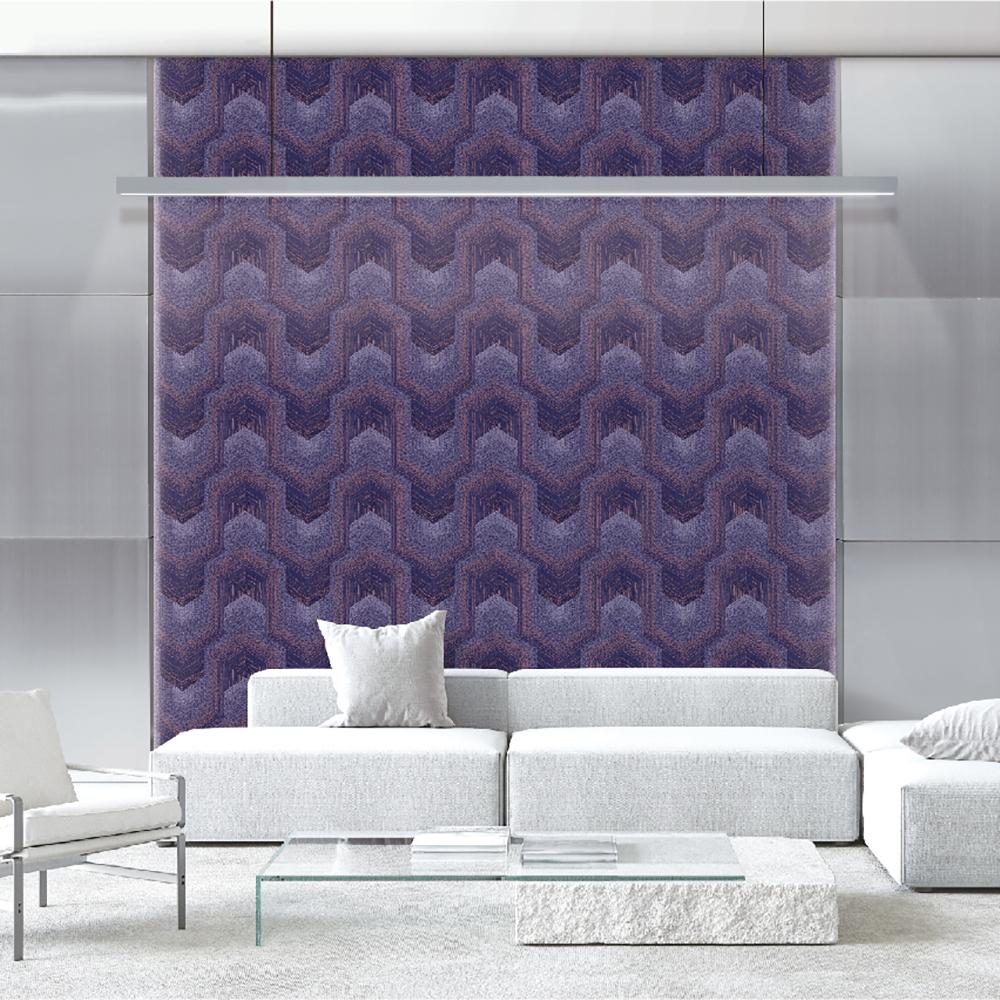 Veer Decor Embroidered Polygonal Dream Purple Wallpaper