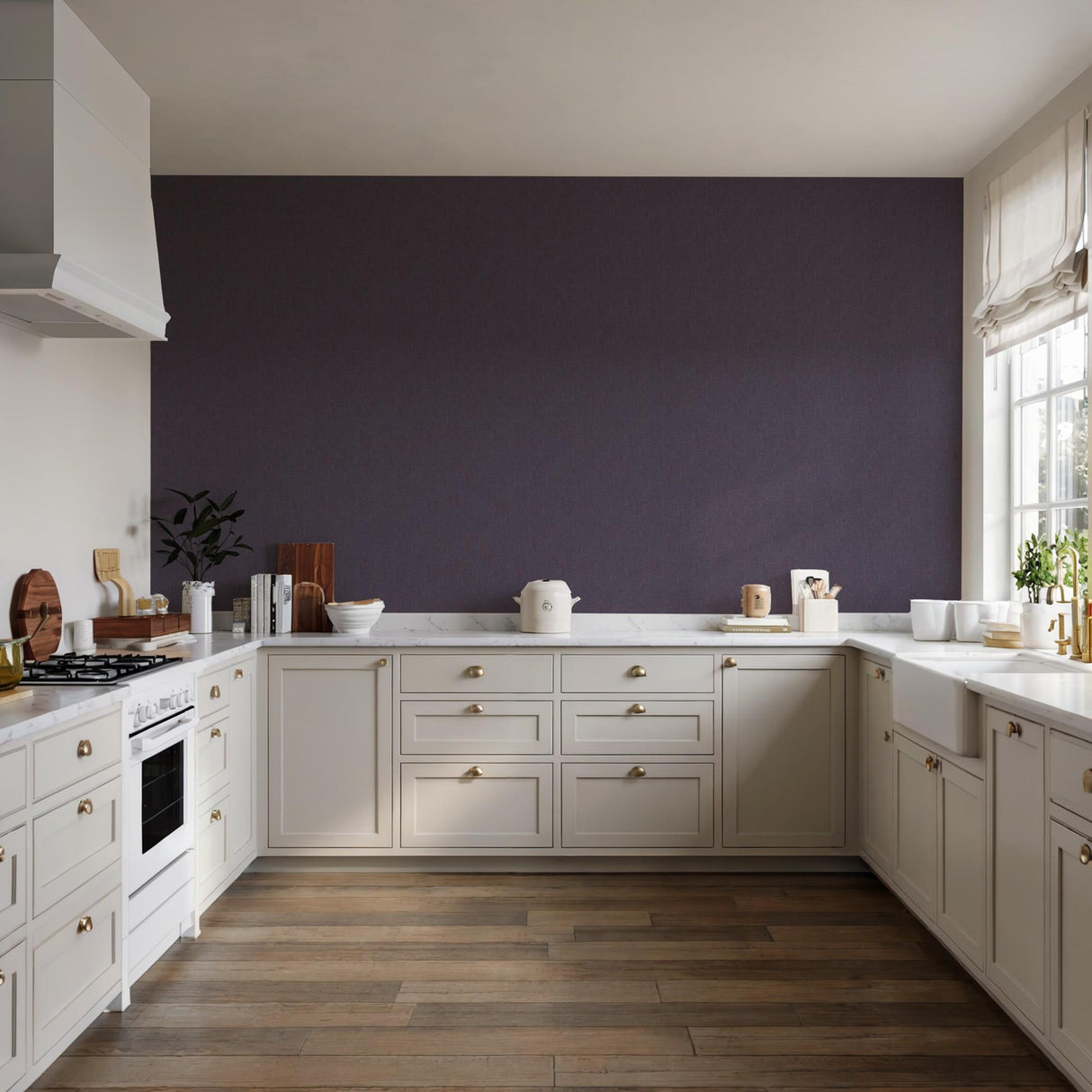 Veer Decor Textured Thread Purple Wallpaper
