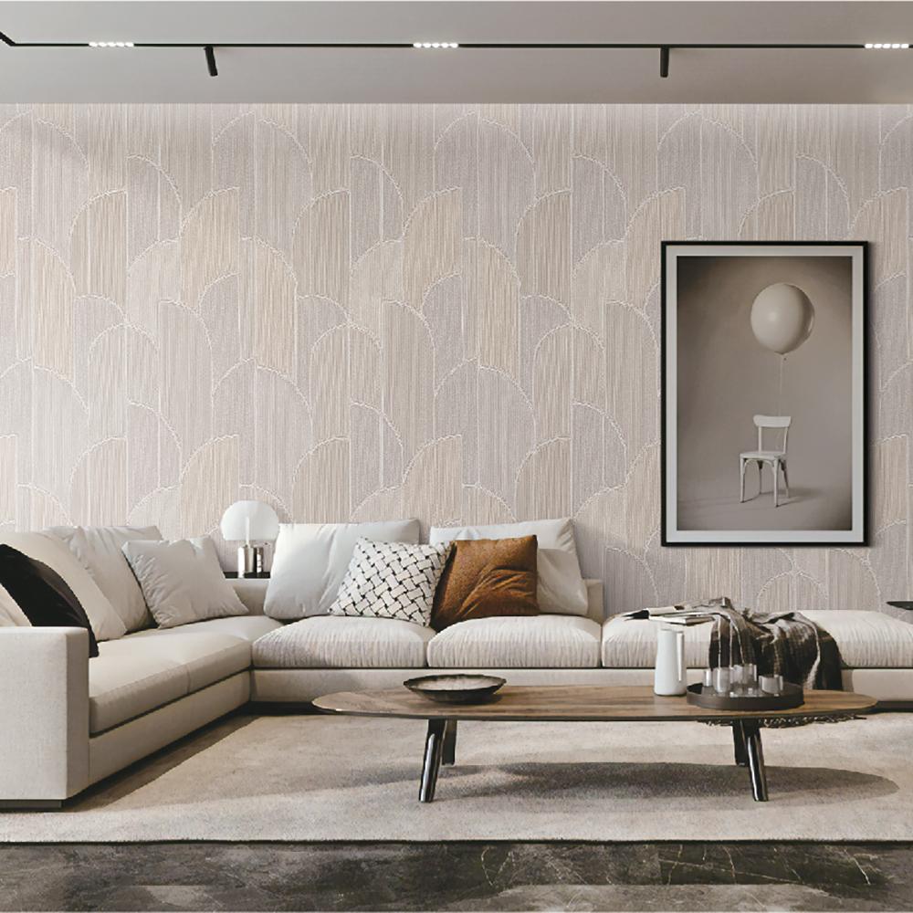 Veer Decor Stitched Arches Beige Wallpaper