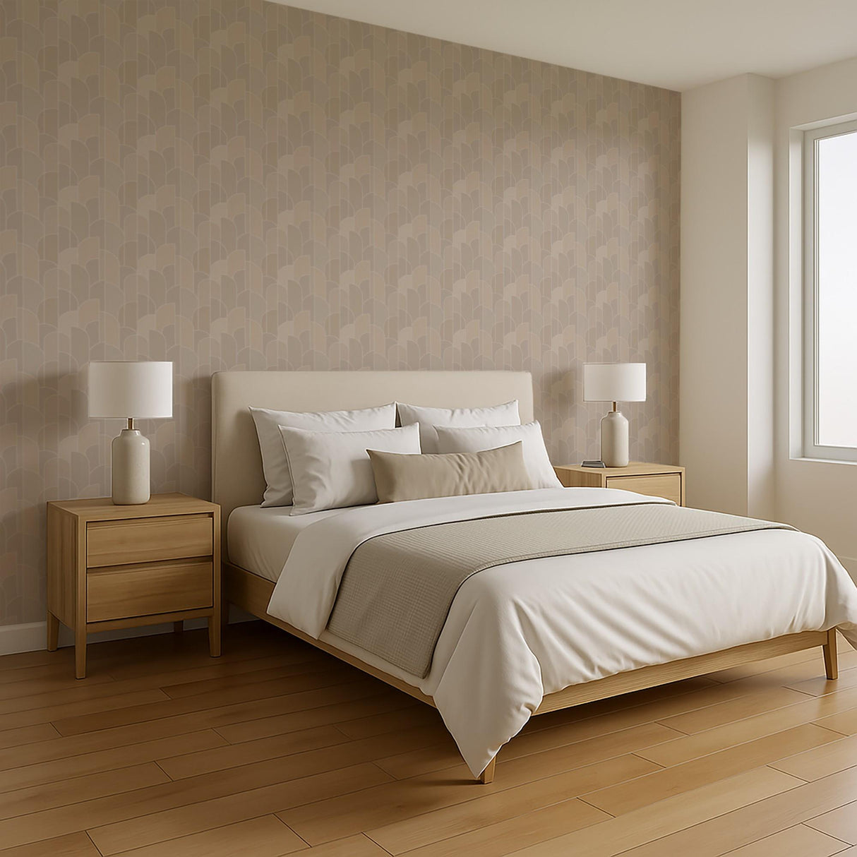 Veer Decor Stitched Arches Beige Wallpaper