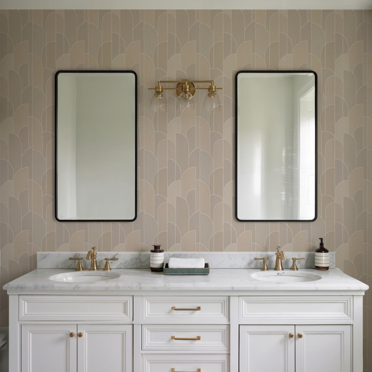 Veer Decor Stitched Arches Beige Wallpaper