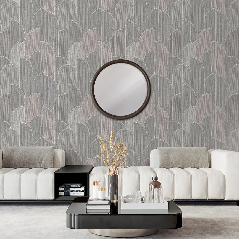 Veer Decor Stitched Arches Taupe Wallpaper