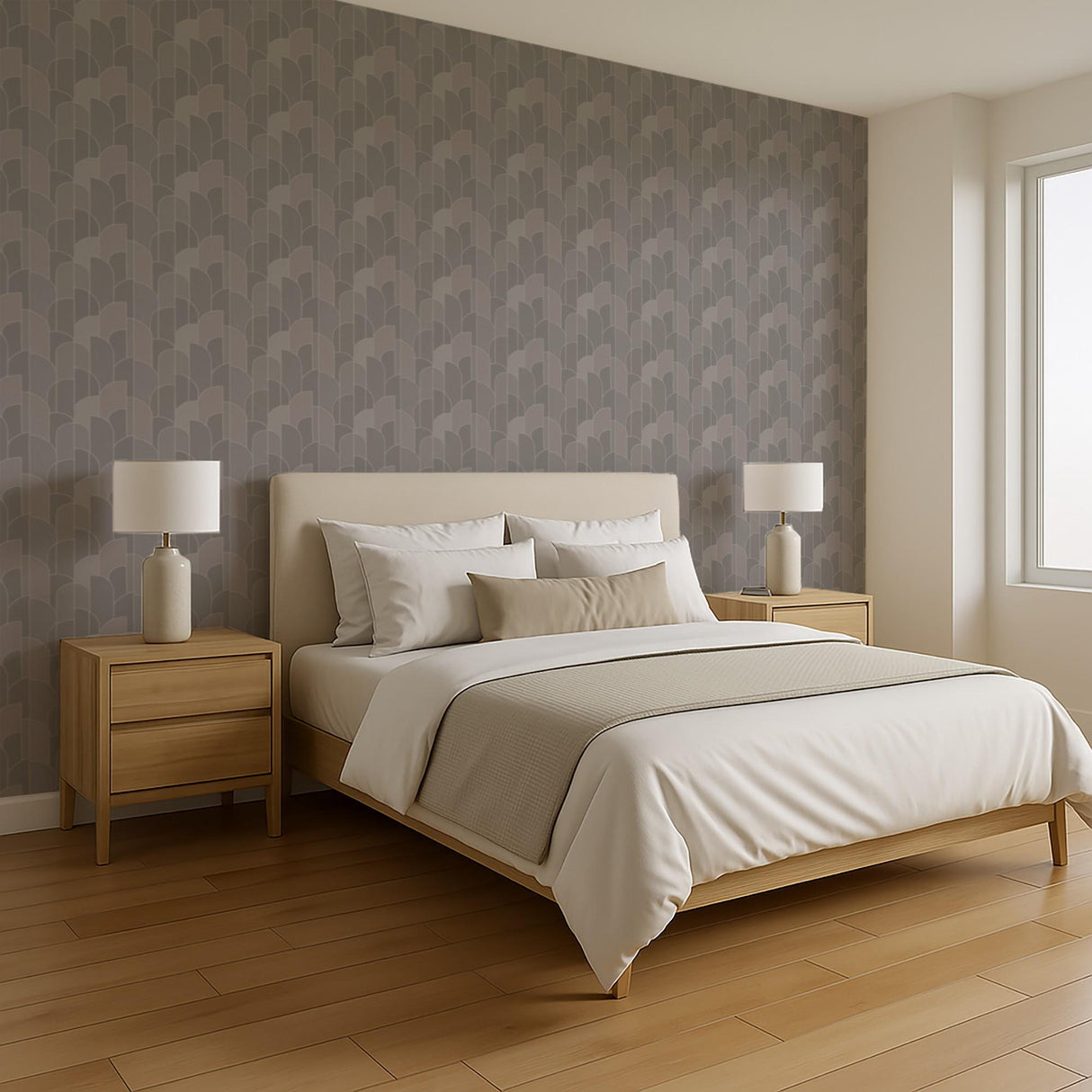 Veer Decor Stitched Arches Taupe Wallpaper