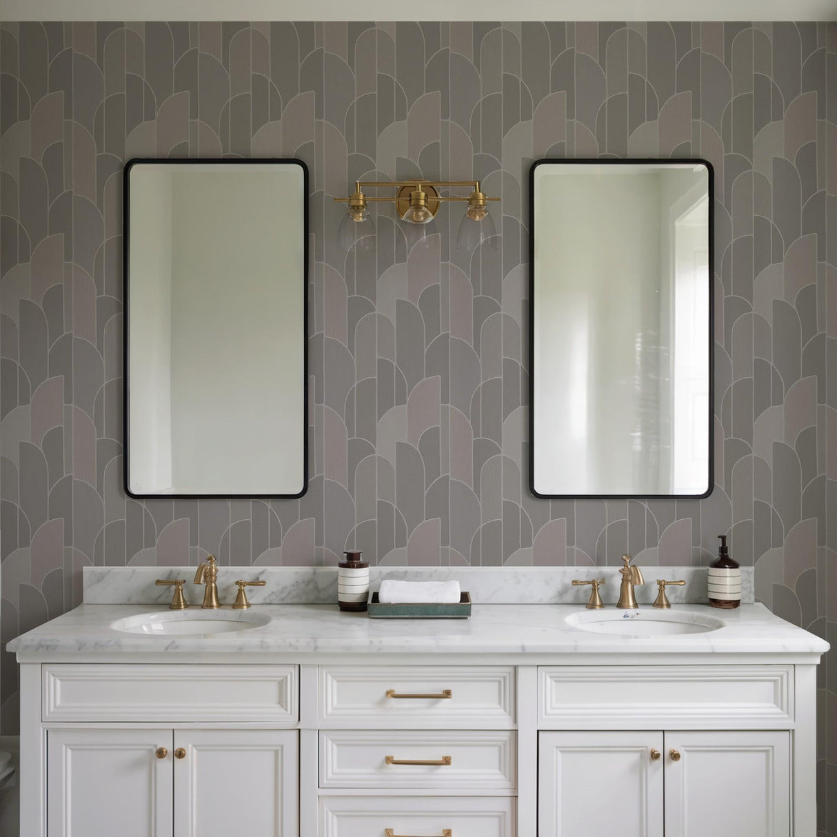 Veer Decor Stitched Arches Taupe Wallpaper