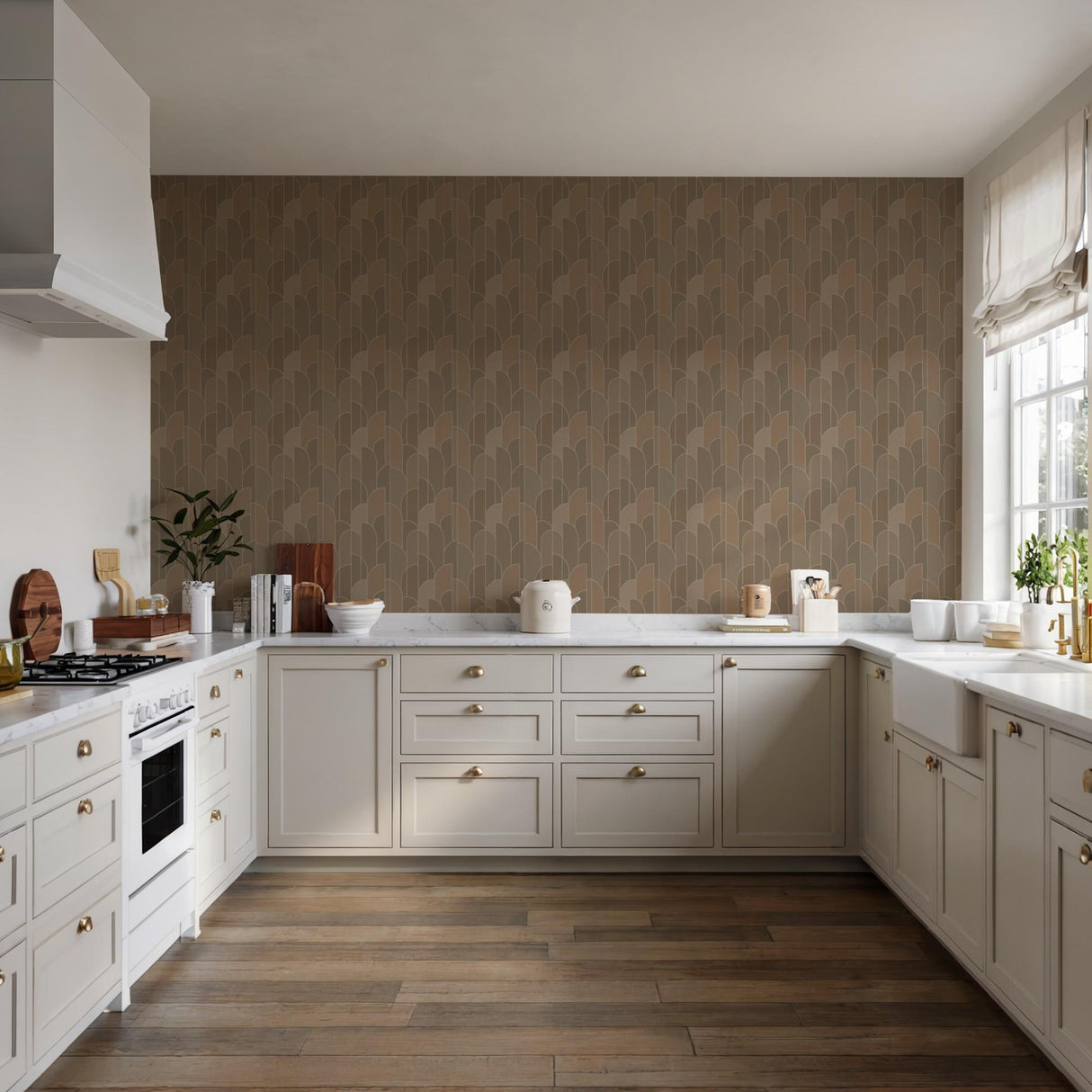 Veer Decor Stitched Arches Sage Wallpaper