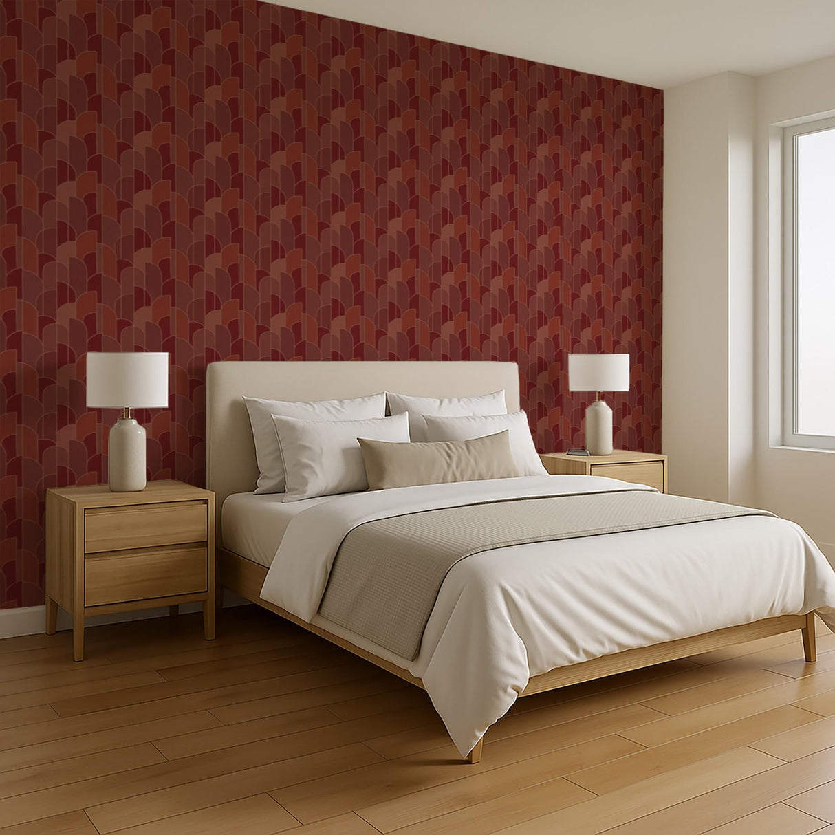 Veer Decor Stitched Arches Orange Wallpaper