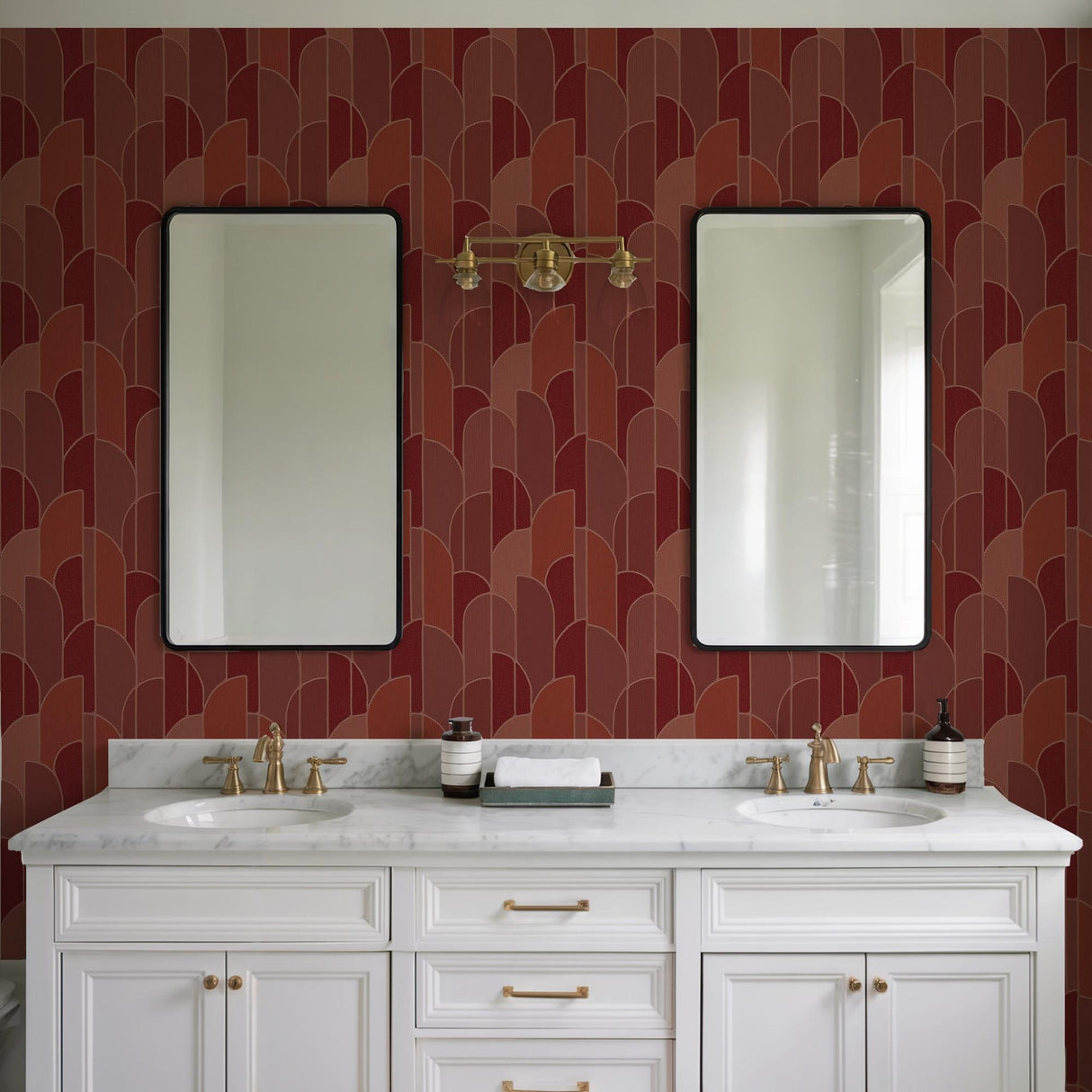 Veer Decor Stitched Arches Orange Wallpaper