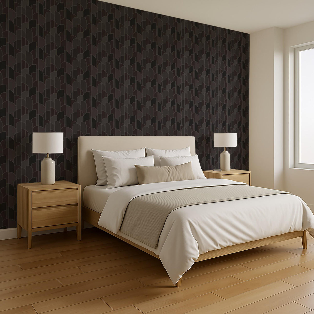 Veer Decor Stitched Arches Black Wallpaper