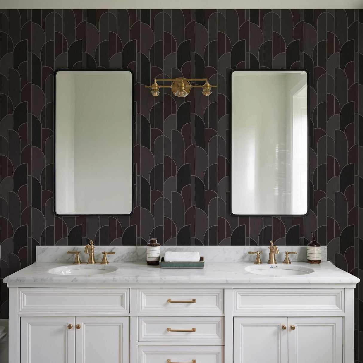 Veer Decor Stitched Arches Black Wallpaper
