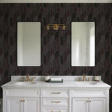 Veer Decor Stitched Arches Black Wallpaper