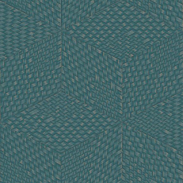 Veer Decor Wicker Cube Blue Wallpaper