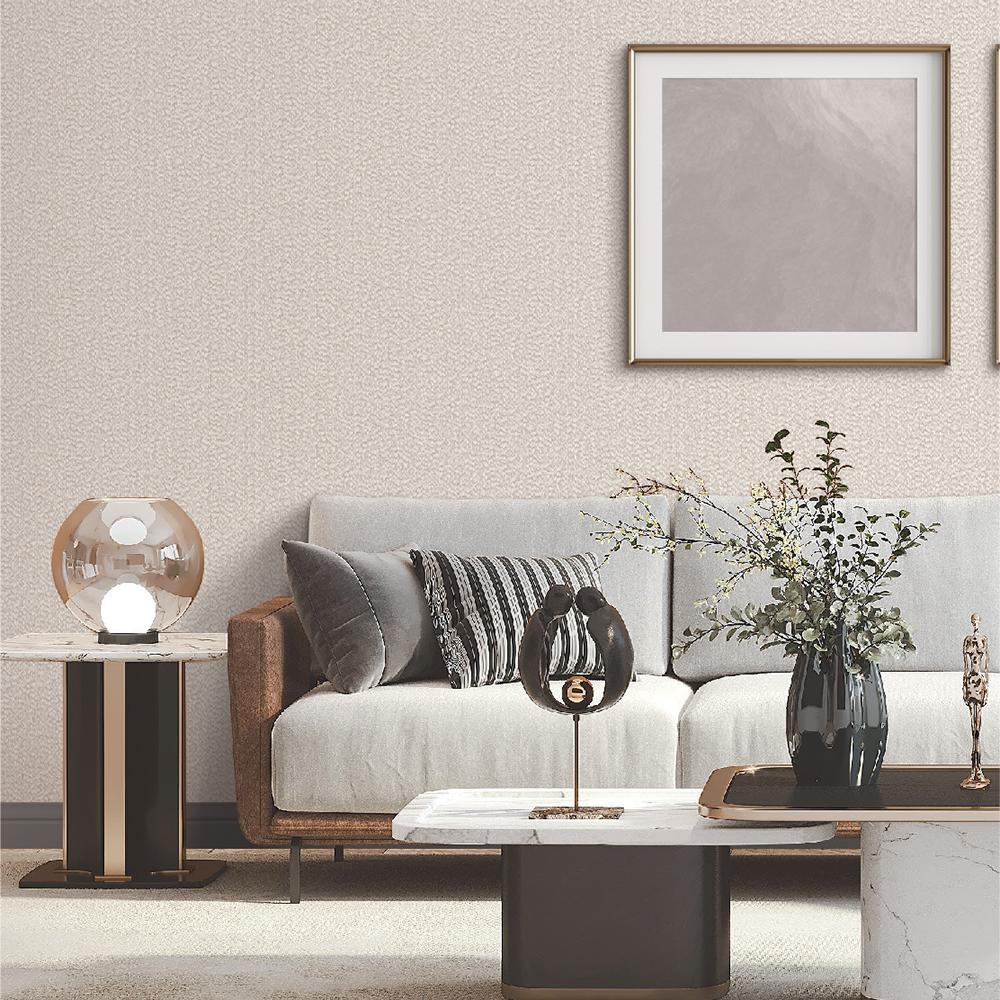 Veer Decor Textured Weave Plain Beige Wallpaper