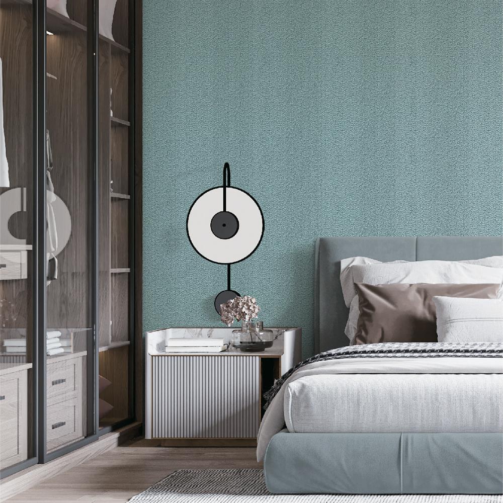 Veer Decor Textured Weave Plain Blue Wallpaper