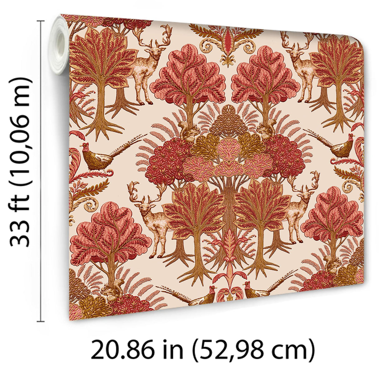 Veer Decor Woodland Tapestry Red Wallpaper