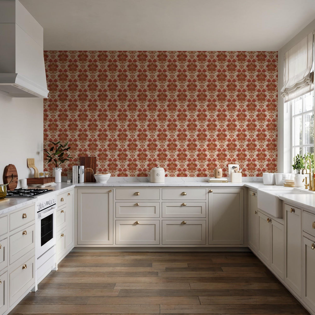 Veer Decor Woodland Tapestry Red Wallpaper