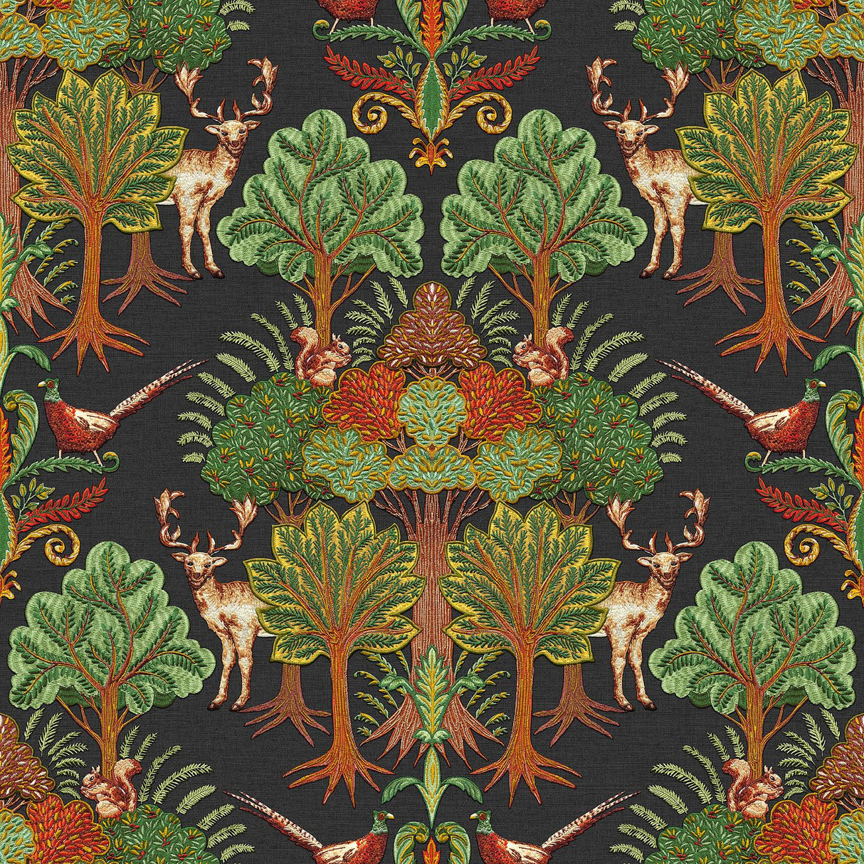 Veer Decor Woodland Tapestry Black Wallpaper