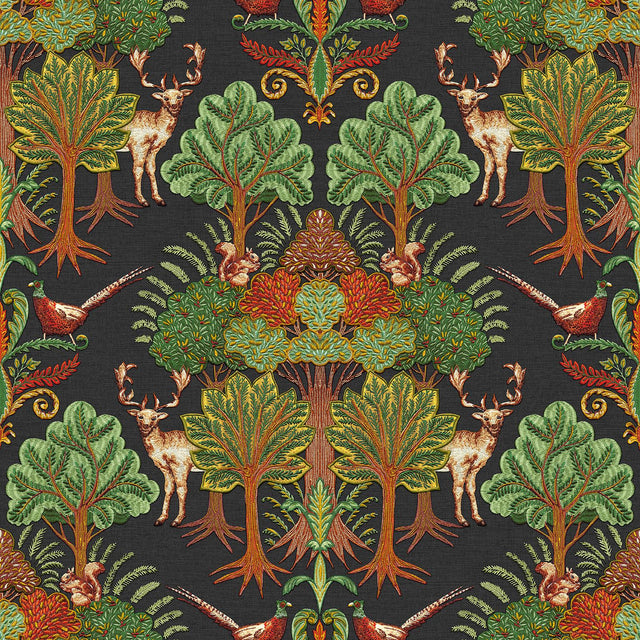 Veer Decor Woodland Tapestry Black Wallpaper