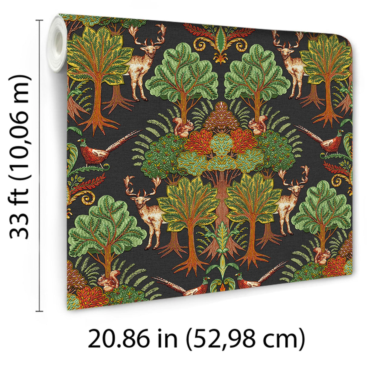 Veer Decor Woodland Tapestry Black Wallpaper