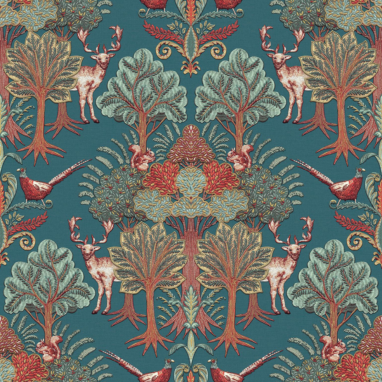 Veer Decor Woodland Tapestry Blue Wallpaper