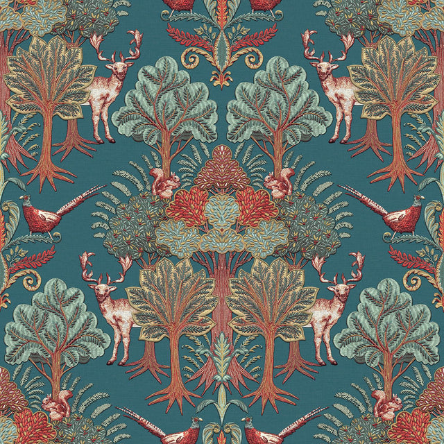 Veer Decor Woodland Tapestry Blue Wallpaper