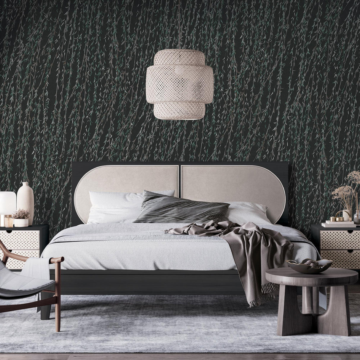 Veer Decor Willow Streamside Black Wallpaper