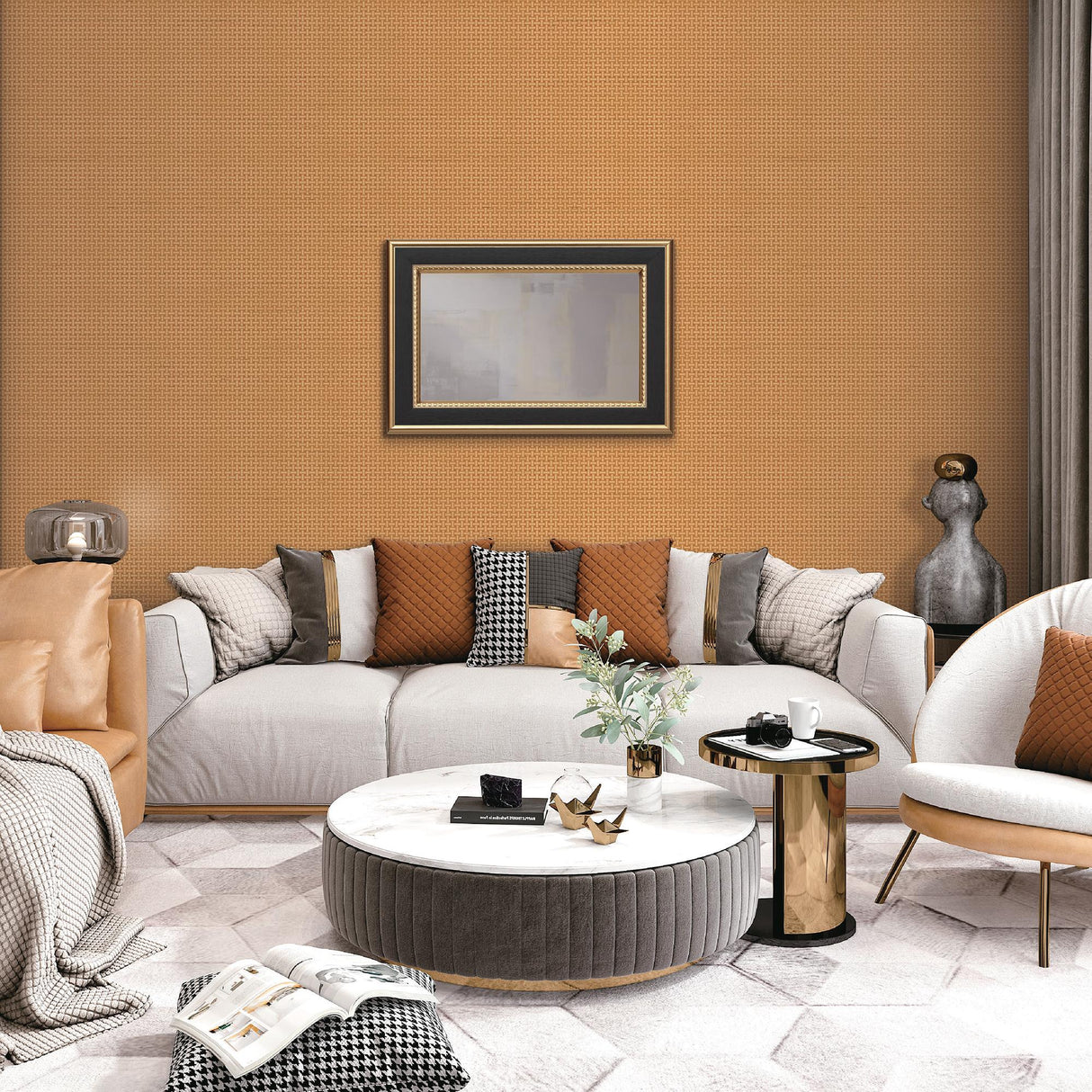 Veer Decor Cane Lattice Orange Wallpaper