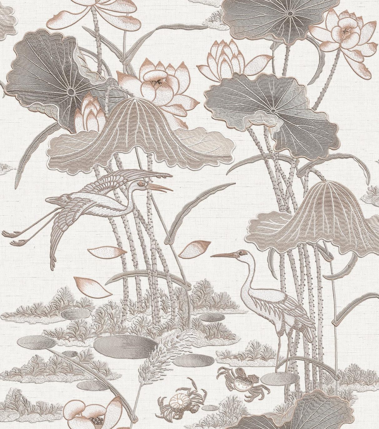 Veer Decor Lotus Pond Tapestry Grey Wallpaper