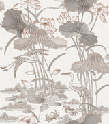 Veer Decor Lotus Pond Tapestry Grey Wallpaper