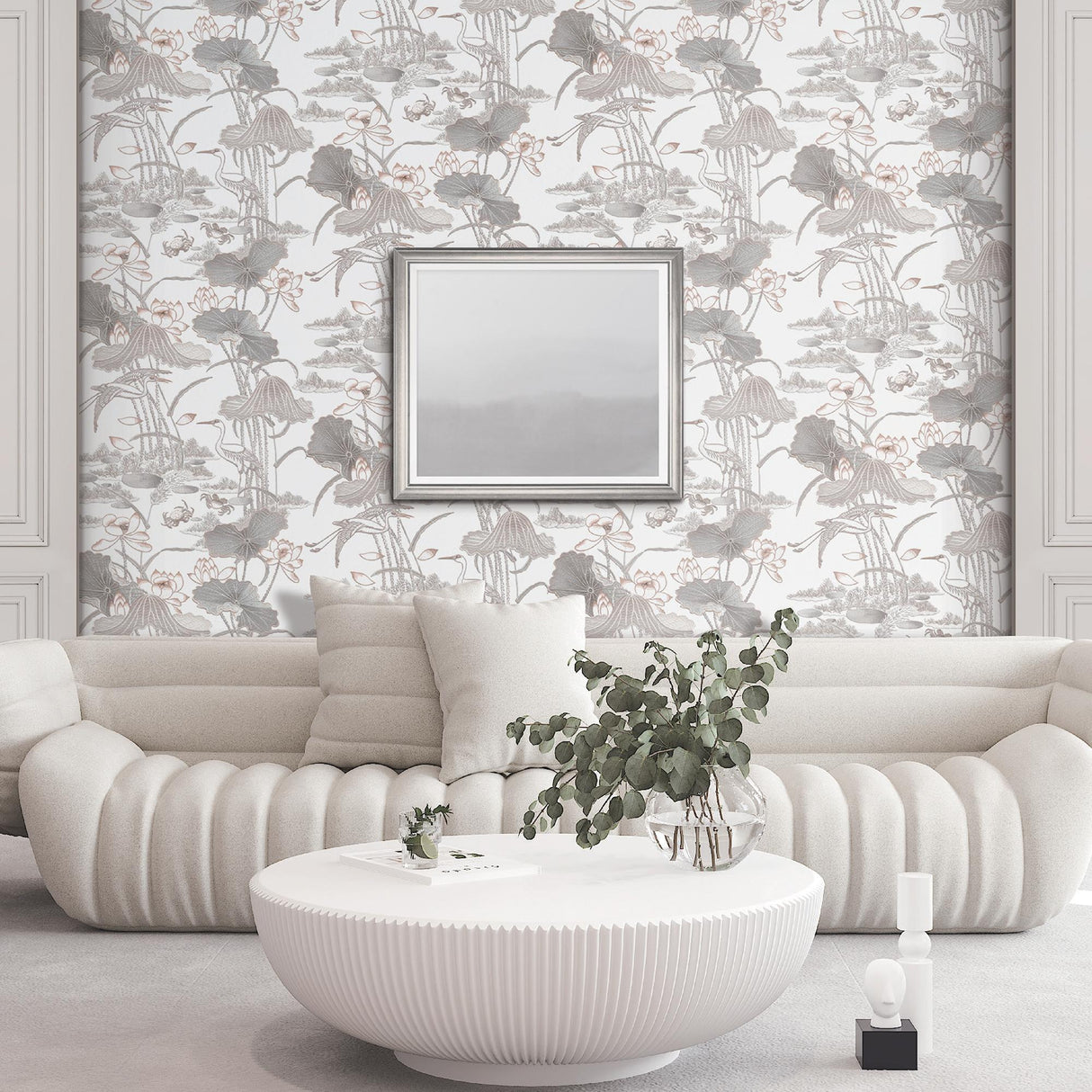 Veer Decor Lotus Pond Tapestry Grey Wallpaper