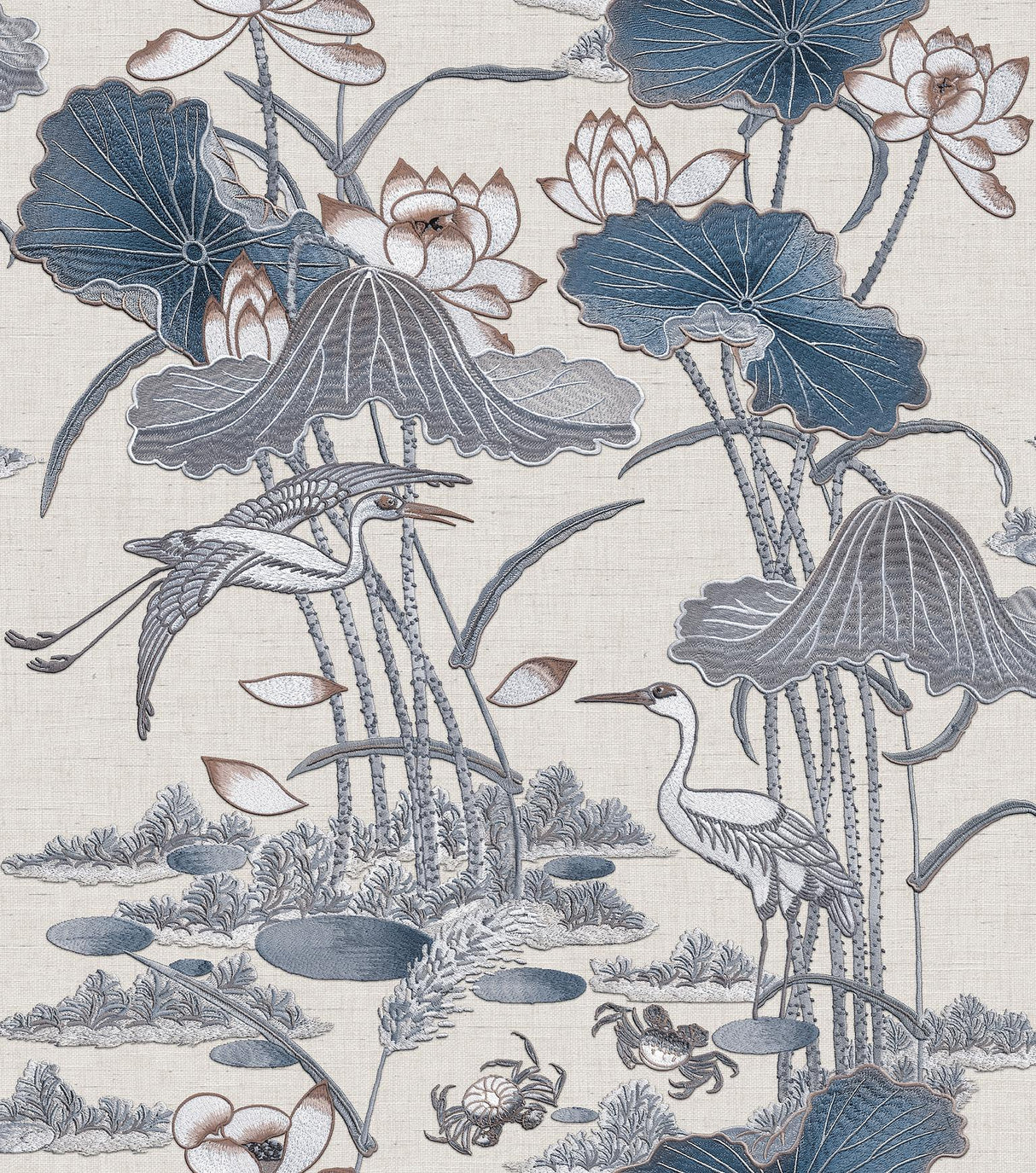 Veer Decor Lotus Pond Tapestry Blue Wallpaper