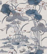 Veer Decor Lotus Pond Tapestry Blue Wallpaper