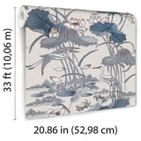 Veer Decor Lotus Pond Tapestry Blue Wallpaper