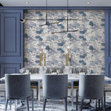Veer Decor Lotus Pond Tapestry Blue Wallpaper