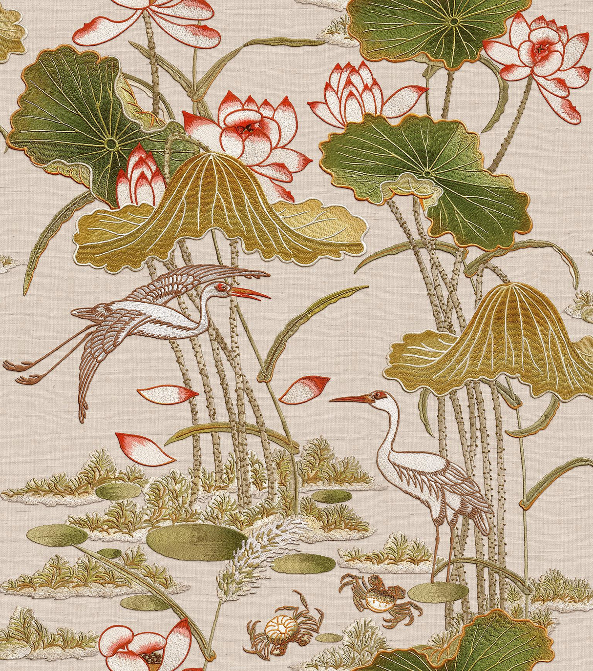 Veer Decor Lotus Pond Tapestry Beige Wallpaper