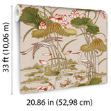 Veer Decor Lotus Pond Tapestry Beige Wallpaper