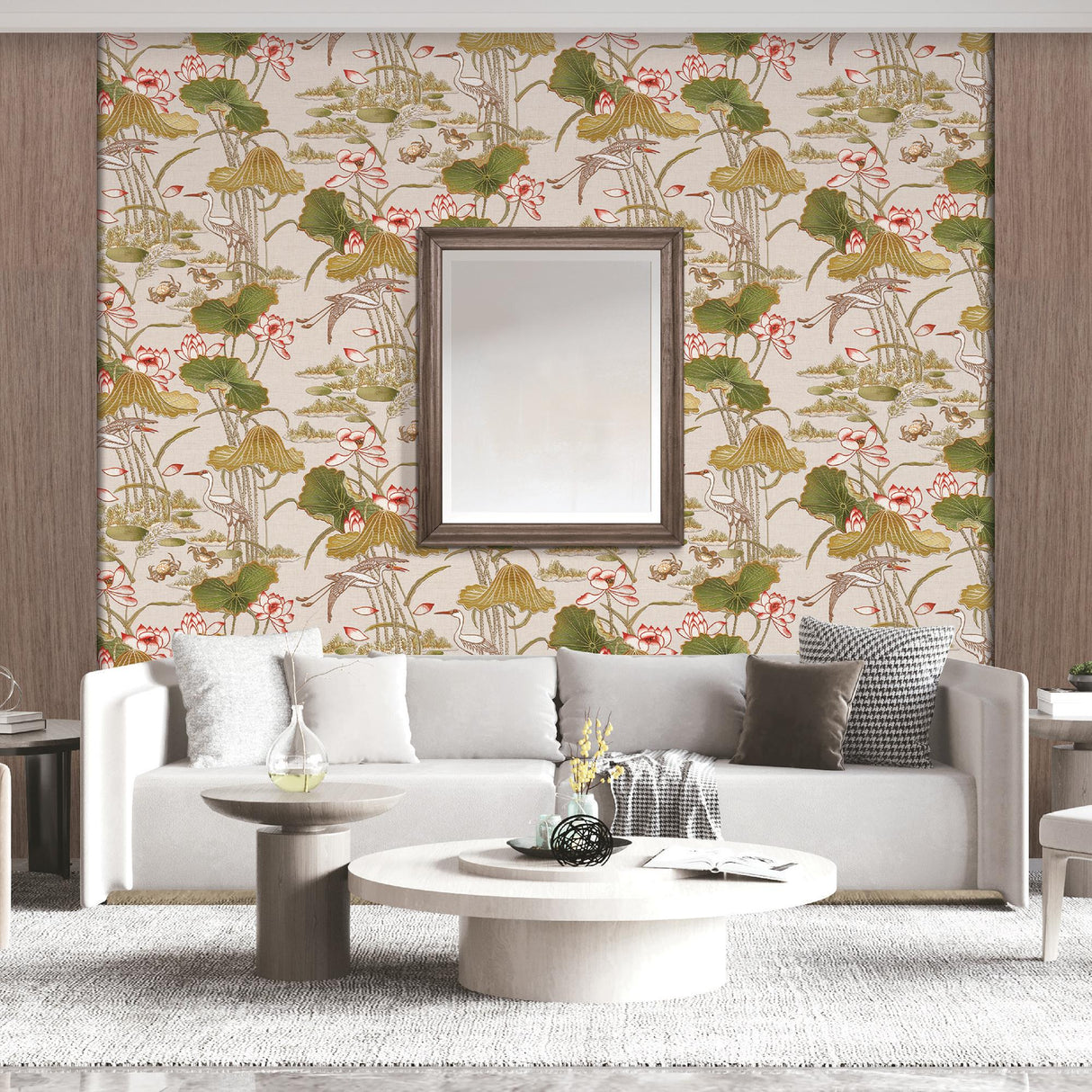 Veer Decor Lotus Pond Tapestry Beige Wallpaper