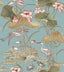 Veer Decor Lotus Pond Tapestry Teal Wallpaper
