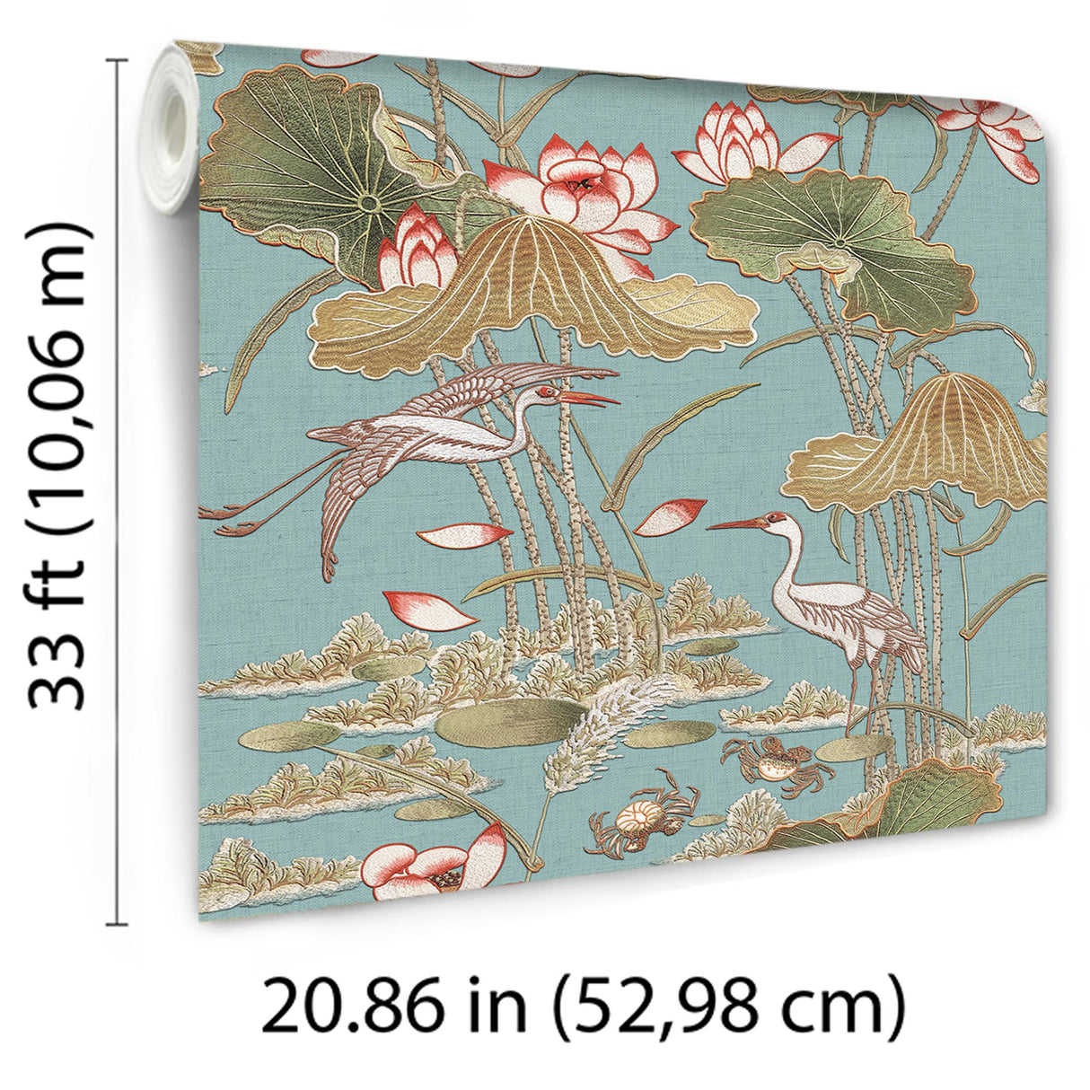 Veer Decor Lotus Pond Tapestry Teal Wallpaper