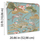 Veer Decor Lotus Pond Tapestry Teal Wallpaper